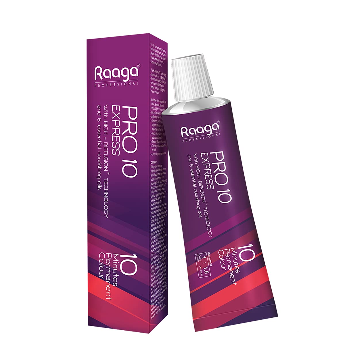 Raaga Professional Pro 10 Express Colour | 10 Minutes Permanent Hair Colour (Intense Burgundy Brown 4.20) 90 g | iBellaa
