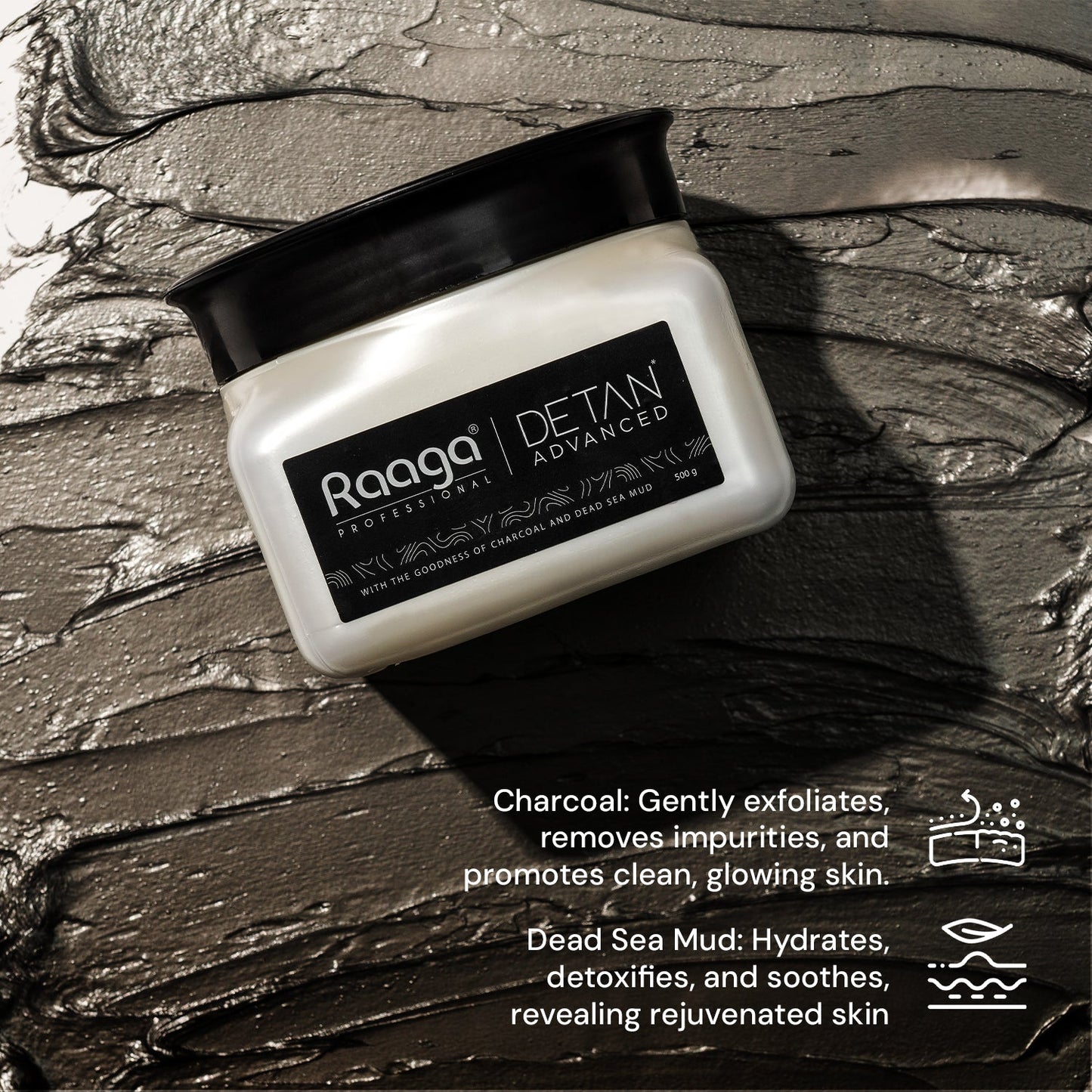 Raaga Professional De-Tan Advanced Pack | Charcoal and Dead Sea Mud | (500 gm) | iBellaa