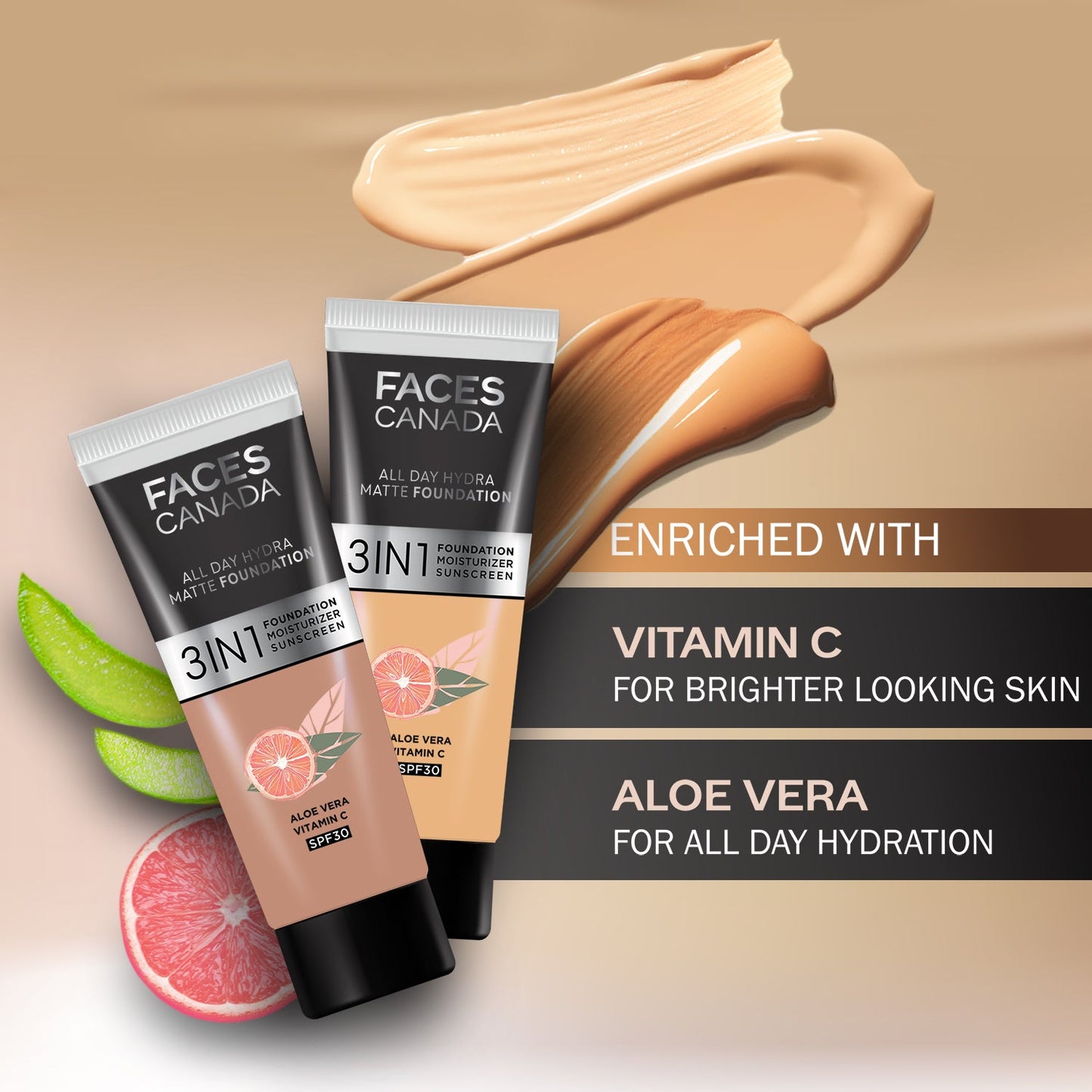 Faces Canada 3 in 1 All Day Hydra Matte Mini Foundation | 15 ml | iBellaa