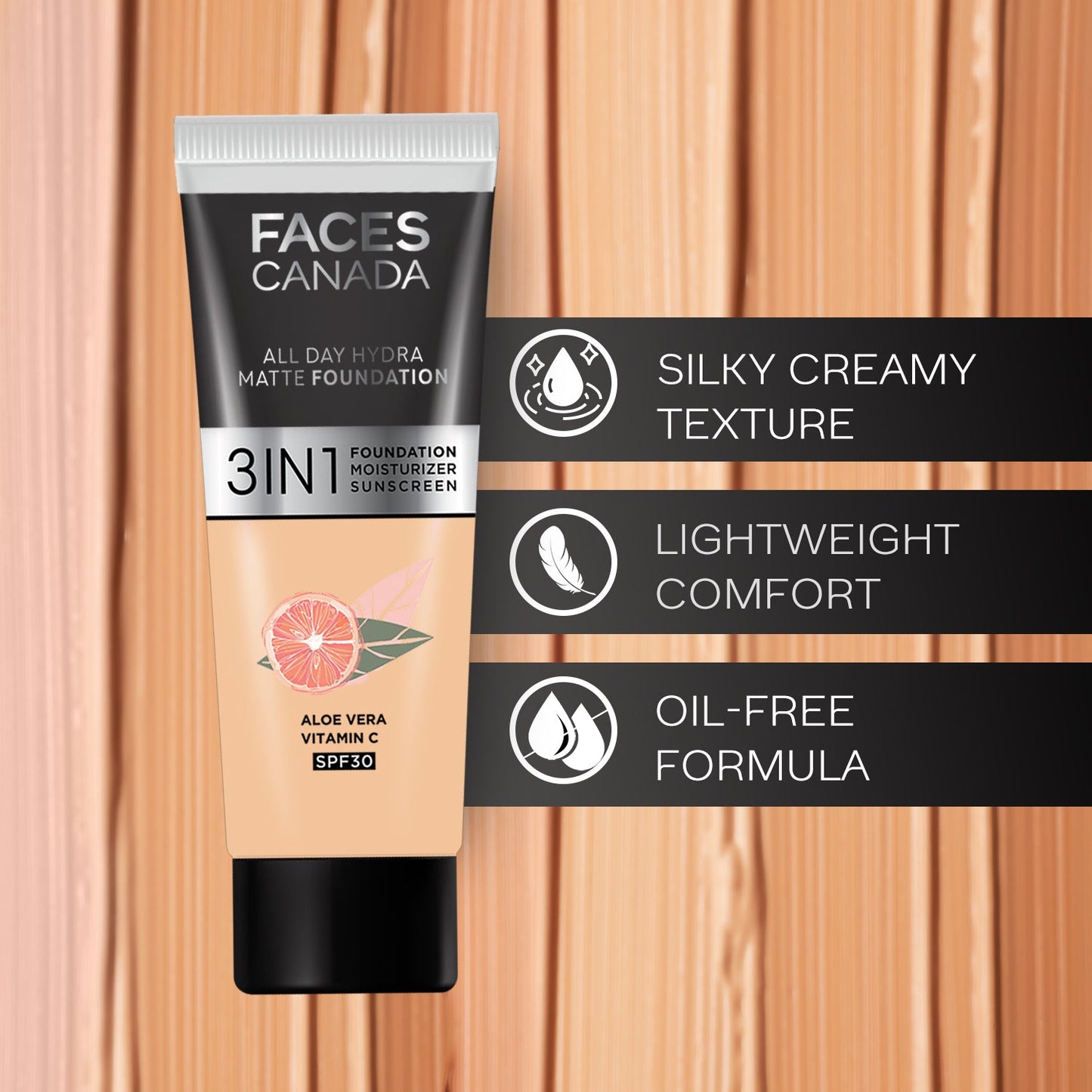 Faces Canada 3 in 1 All Day Hydra Matte Mini Foundation | 15 ml | iBellaa