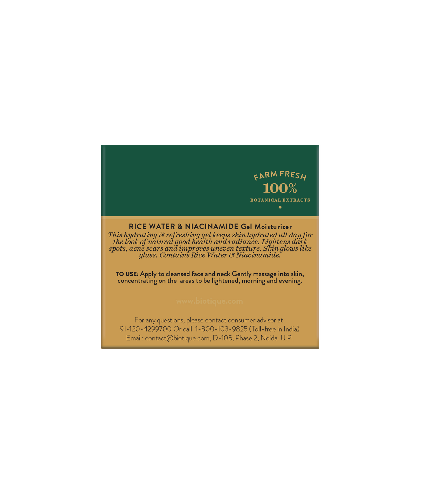 Biotique Rice Water & Niacinamide Gel Moisturizer 50ml | iBellaa