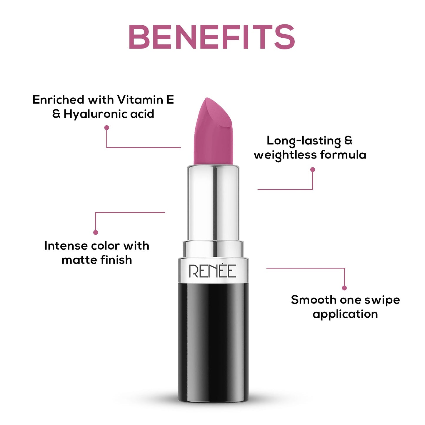 RENEE Stunner Matte Lipstick, 4Gm | iBellaa