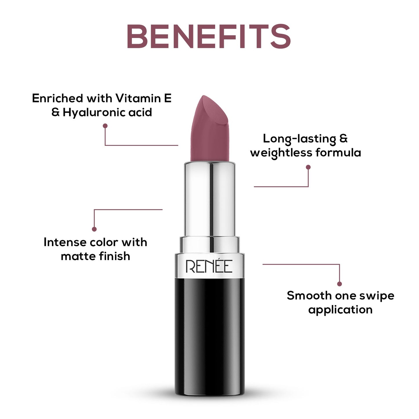 RENEE Stunner Matte Lipstick, 4Gm | iBellaa