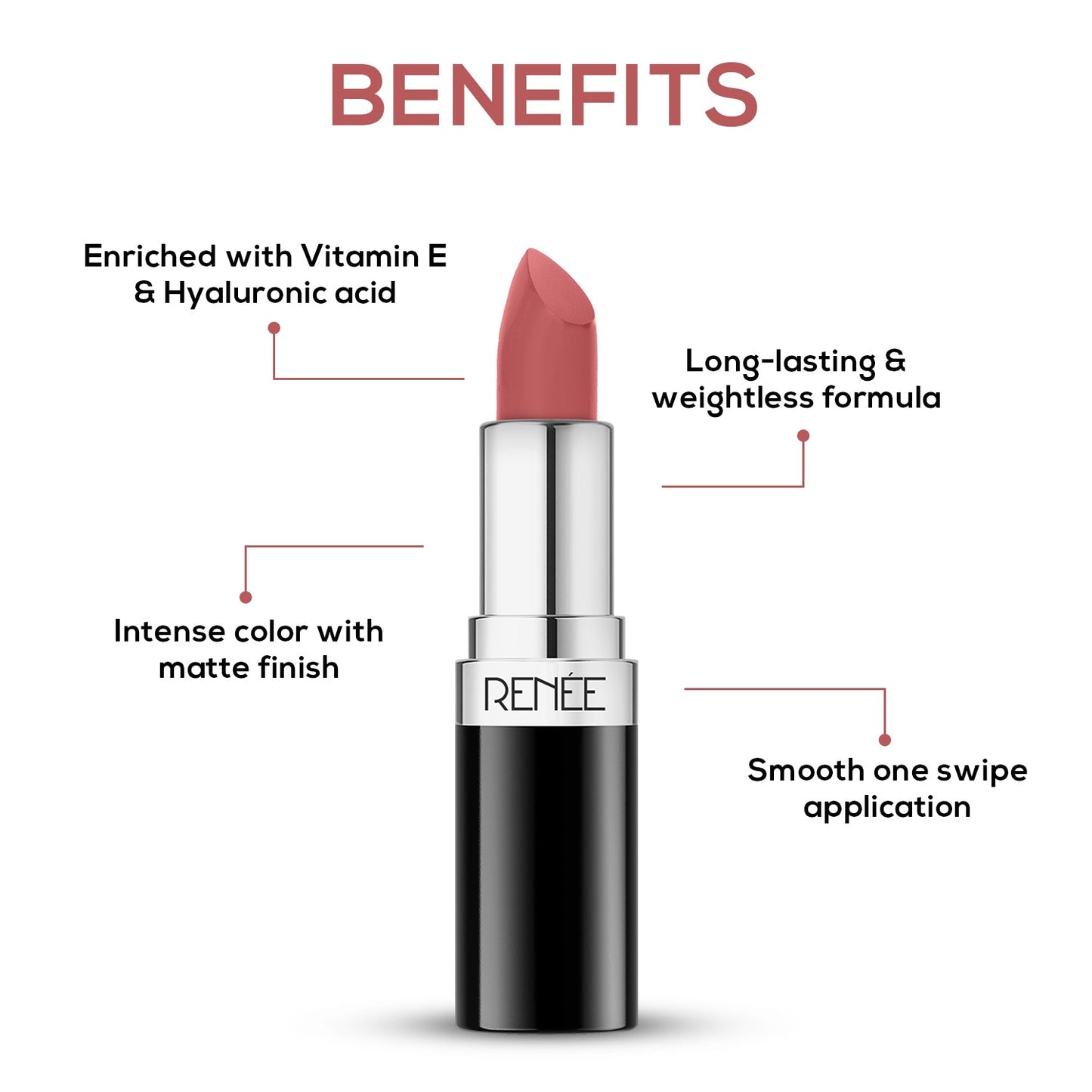 RENEE Stunner Matte Lipstick, 4Gm | iBellaa