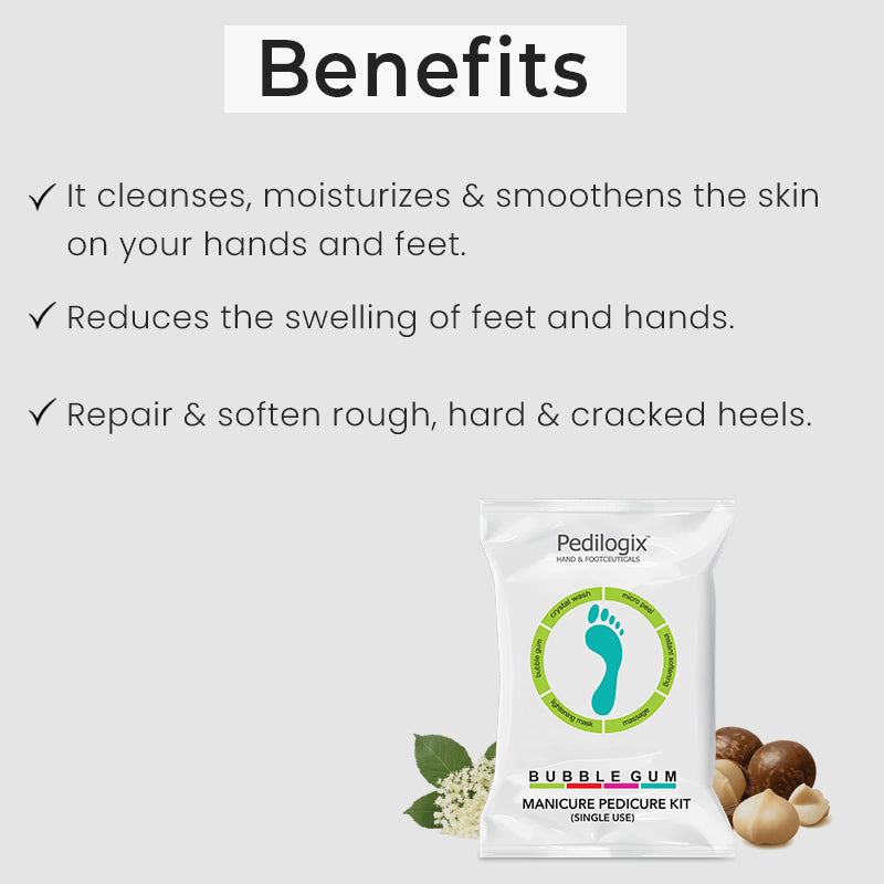 O3+ Pedilogix Bubblegum Mani-Pedi Kit | Soft, Smooth Hands & Feet | 55g+10ml | iBellaa