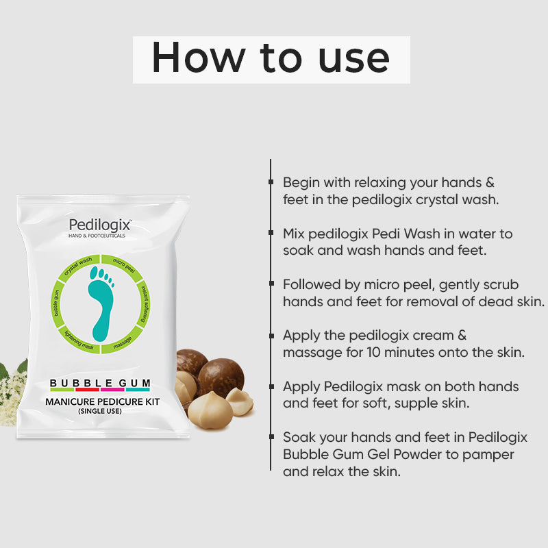 O3+ Pedilogix Bubblegum Mani-Pedi Kit | Soft, Smooth Hands & Feet | 55g+10ml | iBellaa