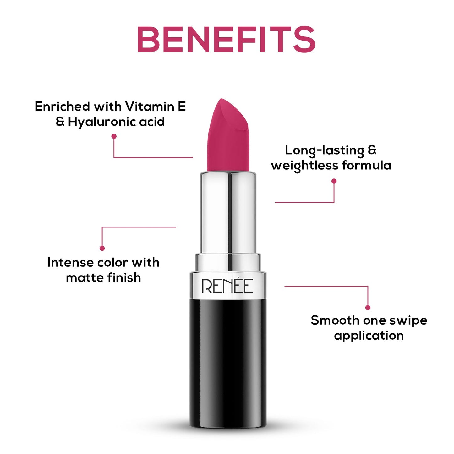 RENEE Stunner Matte Lipstick, 4Gm | iBellaa