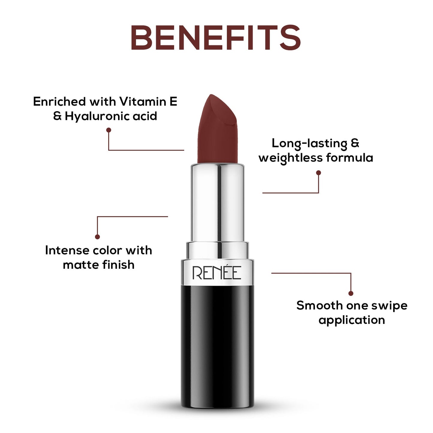RENEE Stunner Matte Lipstick, 4Gm | iBellaa