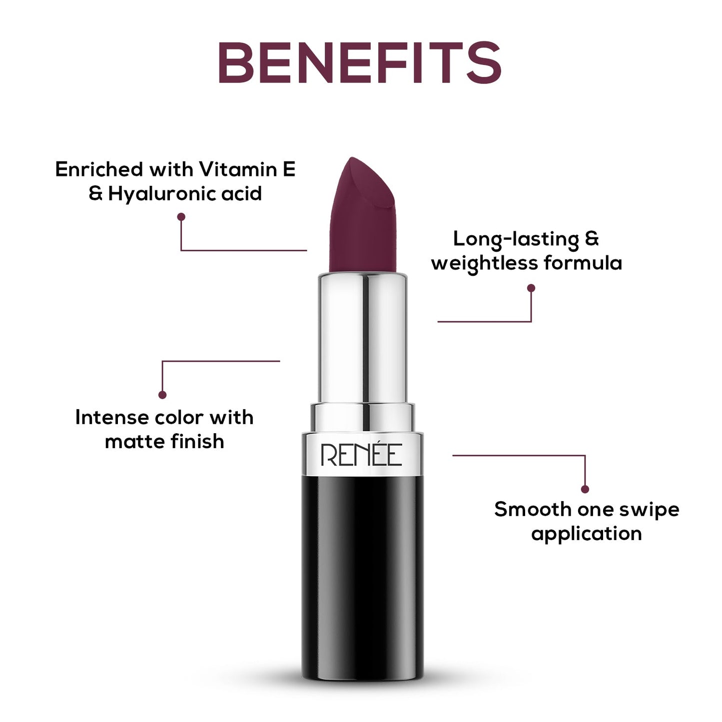 RENEE Stunner Matte Lipstick, 4Gm | iBellaa