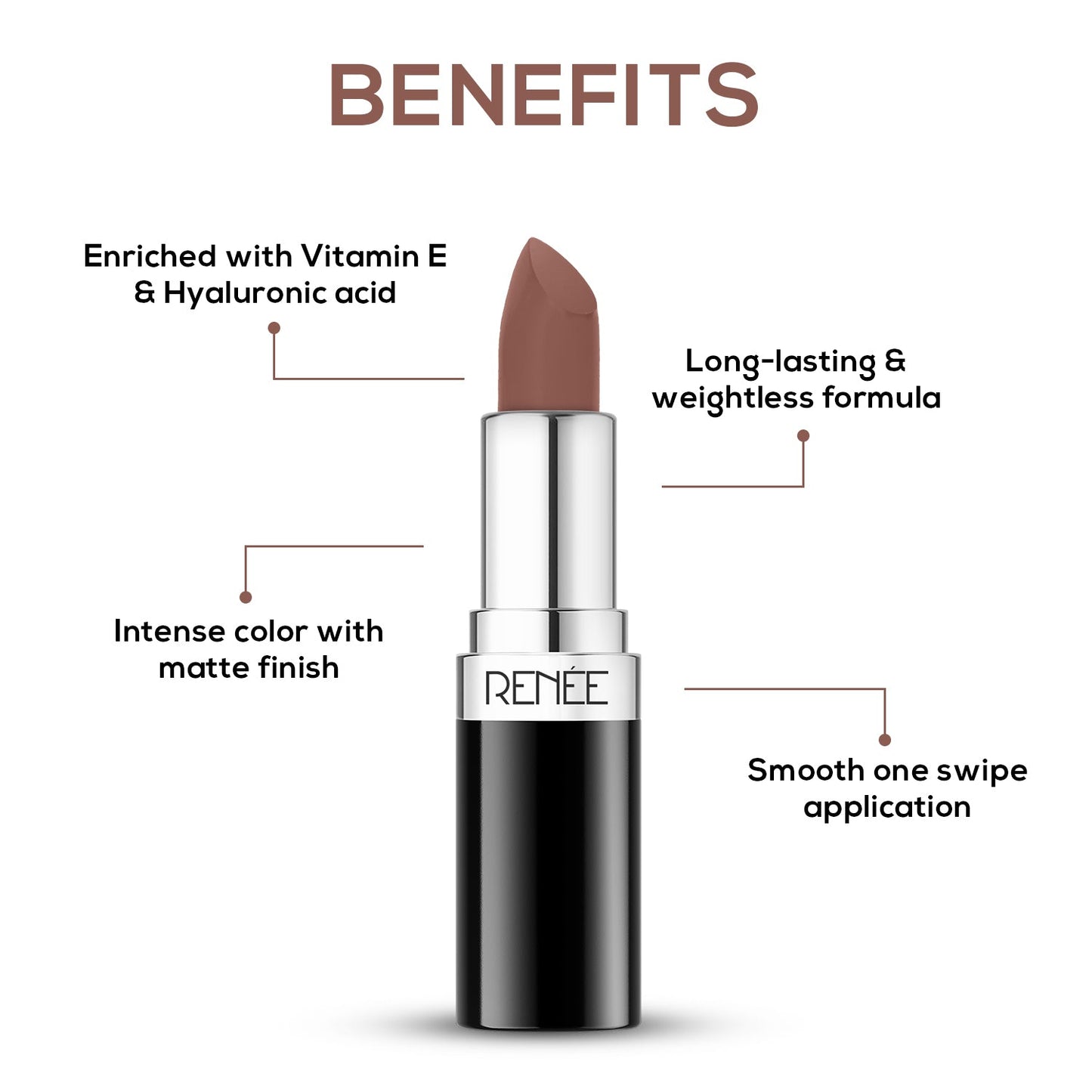 RENEE Stunner Matte Lipstick, 4Gm | iBellaa