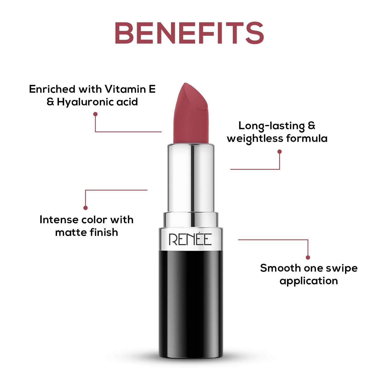 RENEE Stunner Matte Lipstick, 4Gm | iBellaa