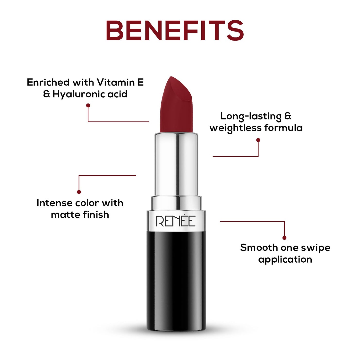 RENEE Stunner Matte Lipstick, 4Gm | iBellaa