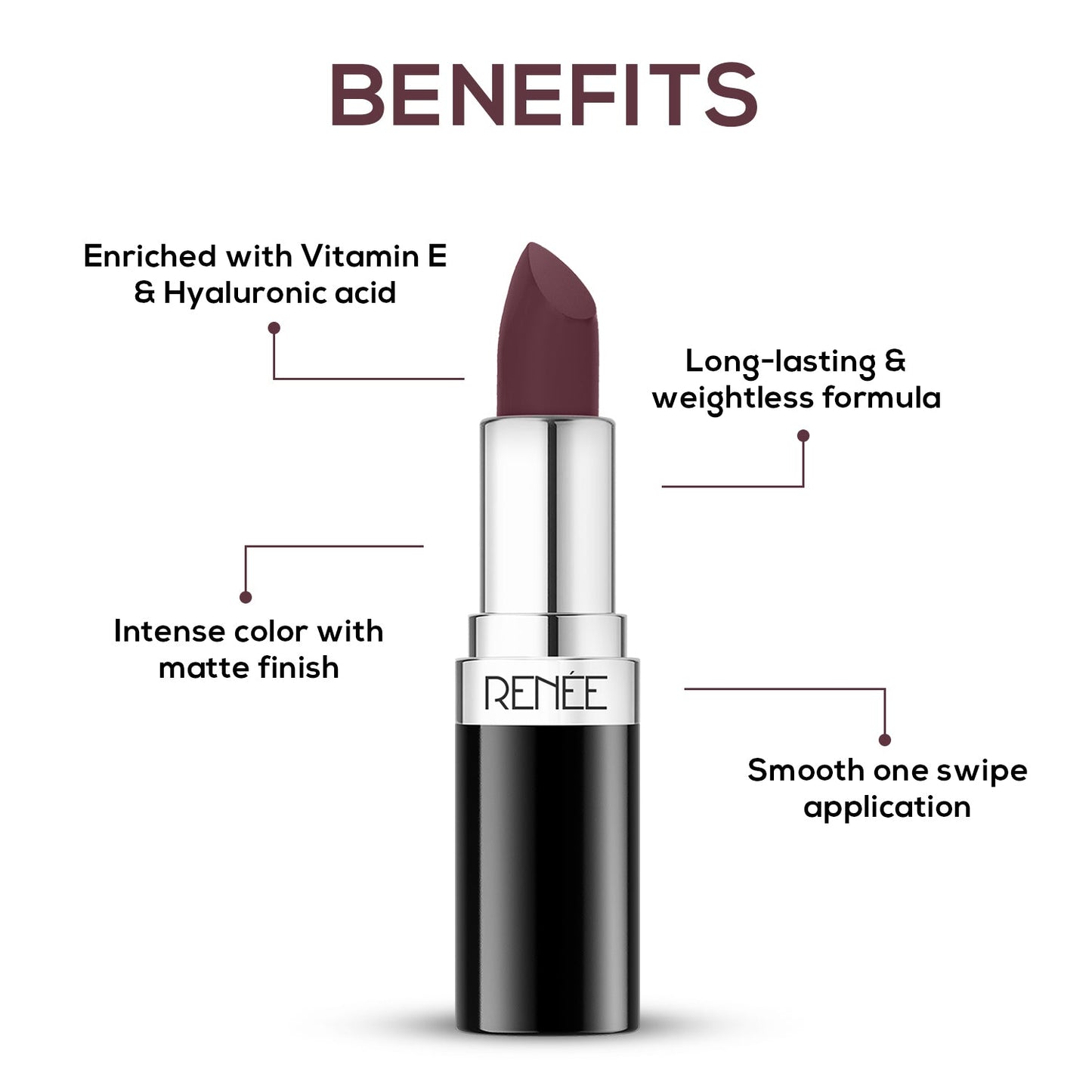 RENEE Stunner Matte Lipstick, 4Gm | iBellaa