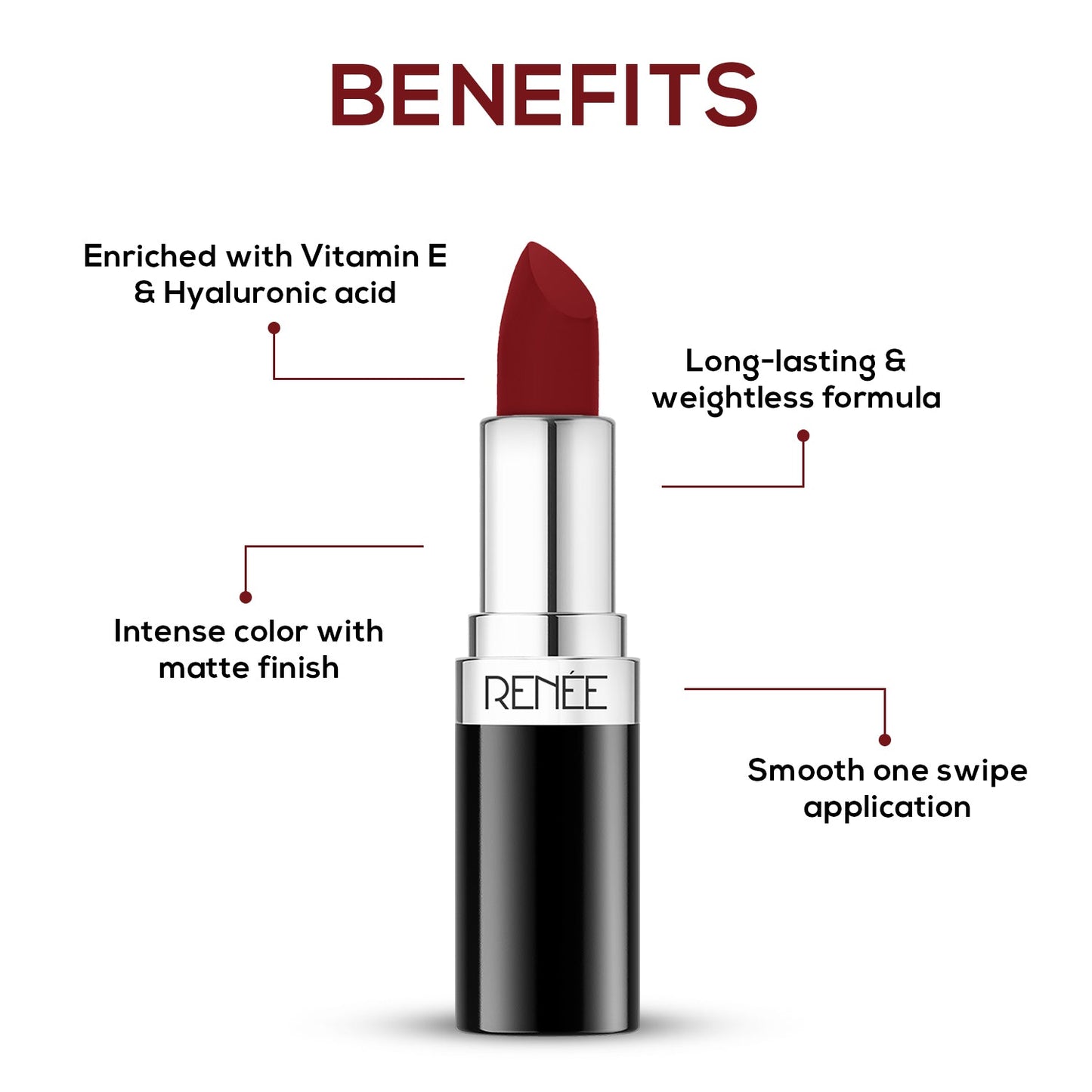 RENEE Stunner Matte Lipstick, 4Gm | iBellaa