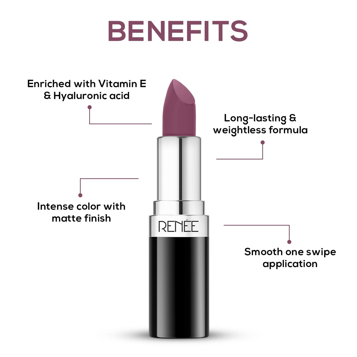 RENEE Stunner Matte Lipstick, 4Gm | iBellaa