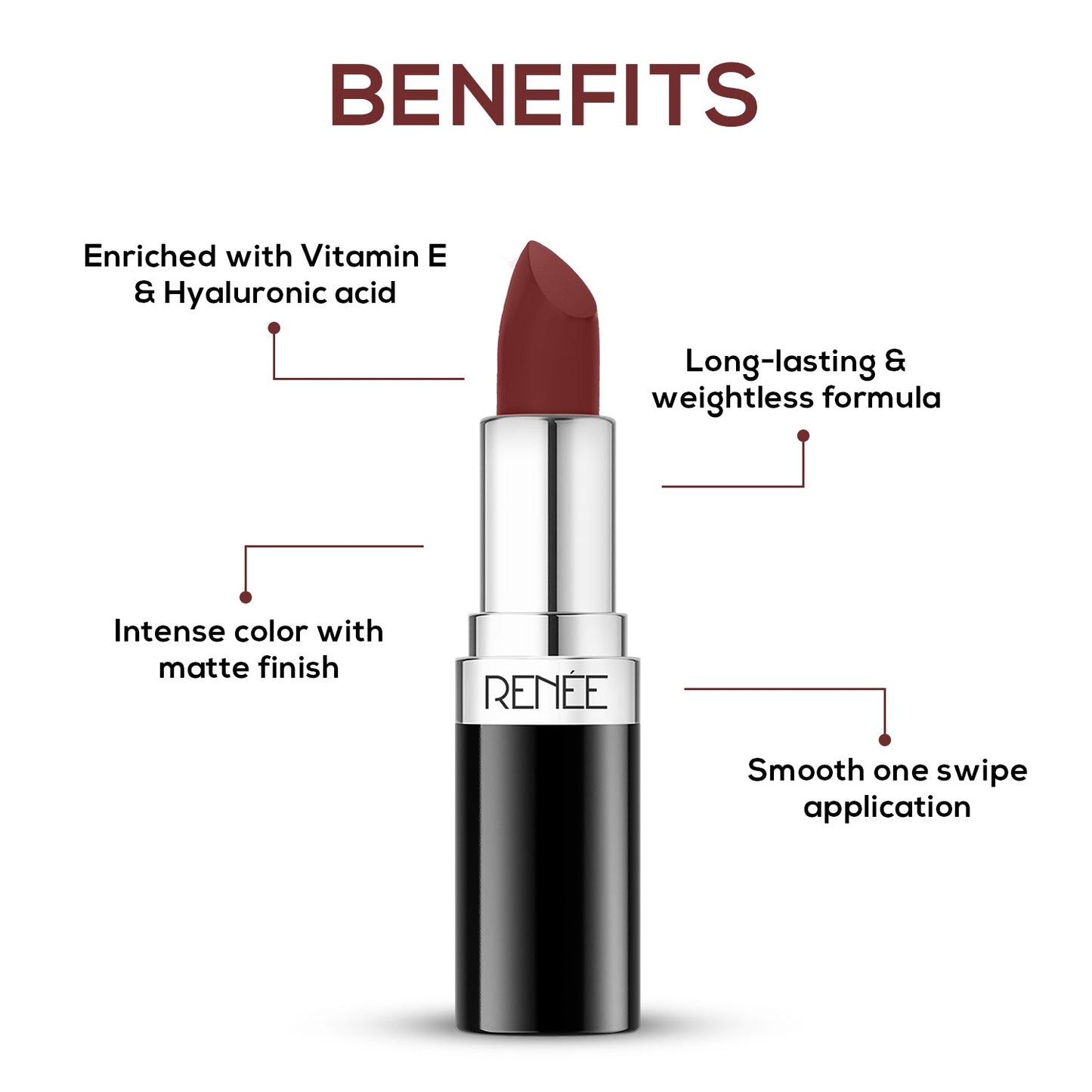 RENEE Stunner Matte Lipstick, 4Gm | iBellaa