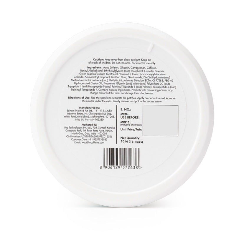 mCaffeine Green Tea Hydrogel Under Eye Patches with 1% Caffeine - 15 Pairs | iBellaa