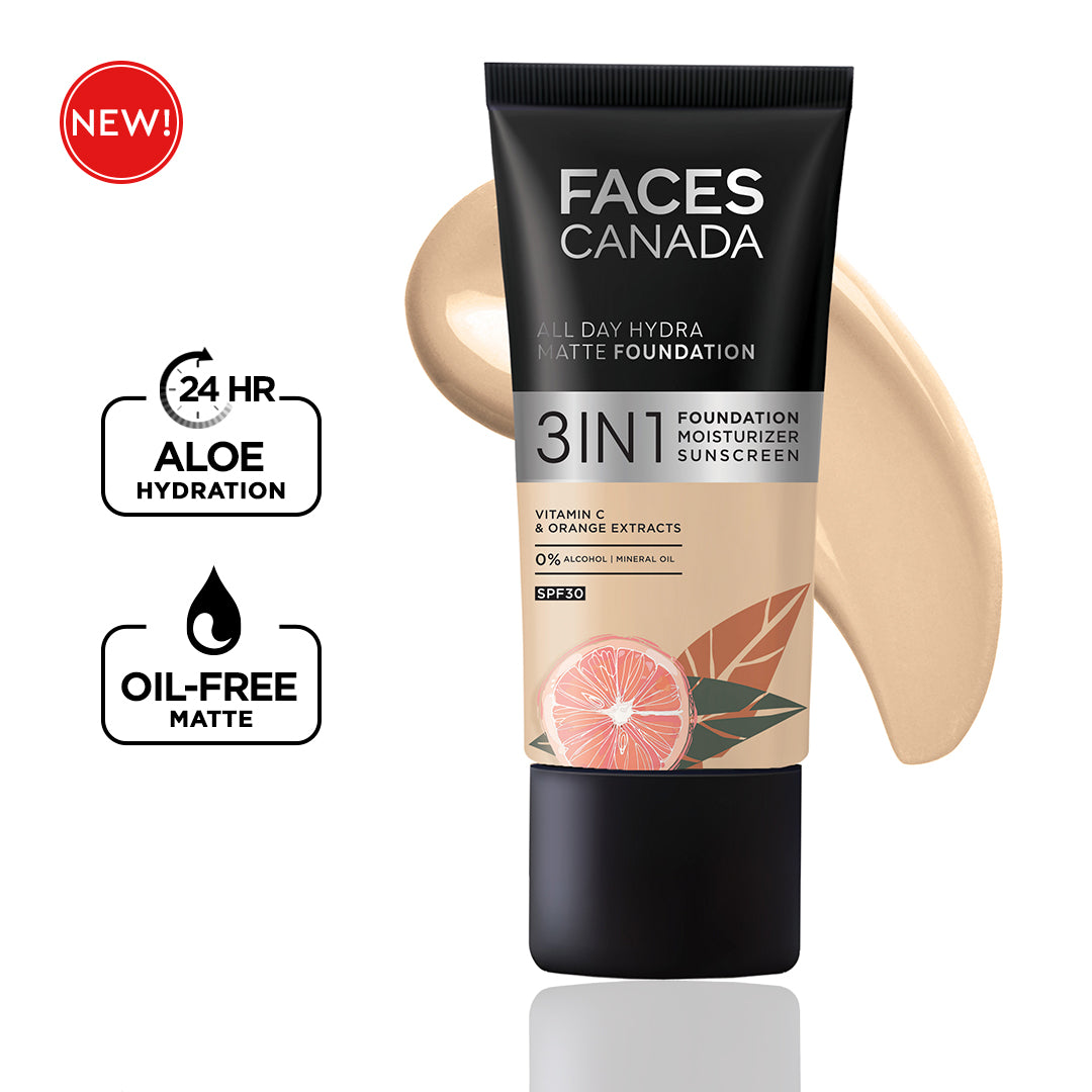 Faces Canada 3 in 1 All Day Hydra Matte Foundation | 25 ml | iBellaa