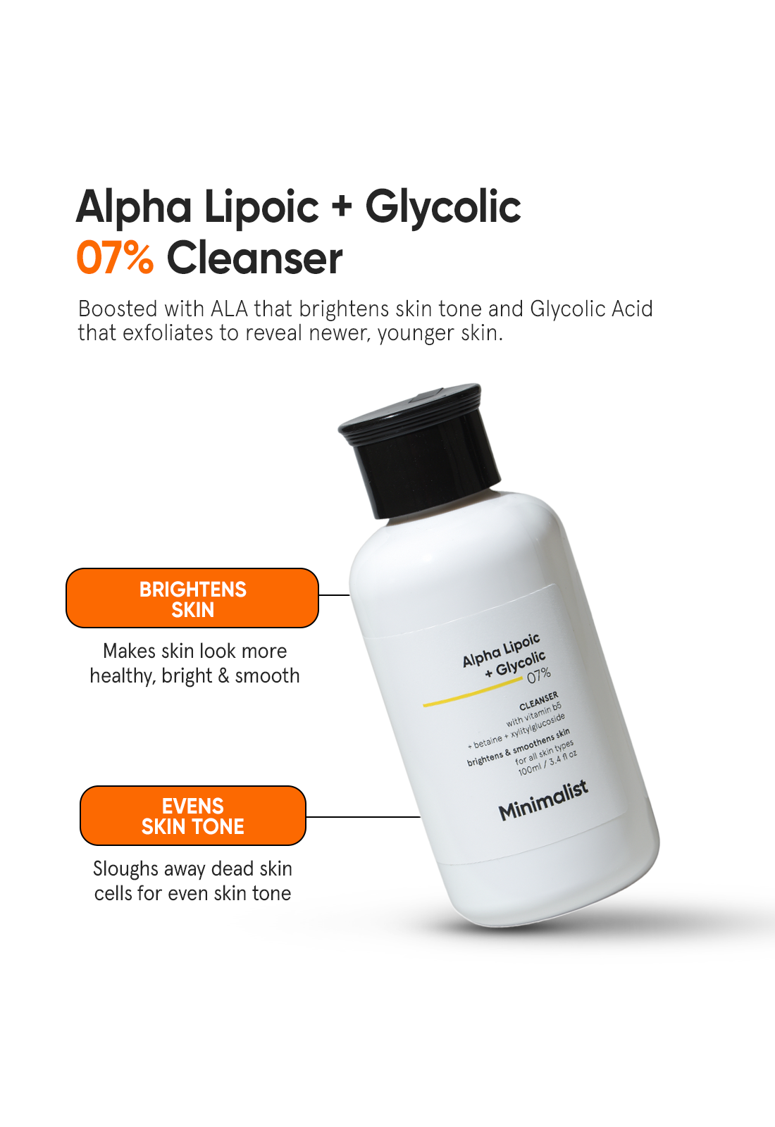 Minimalist Alpha Lipoic + Glycolic 7% Cleanser | 100 ml | iBellaa