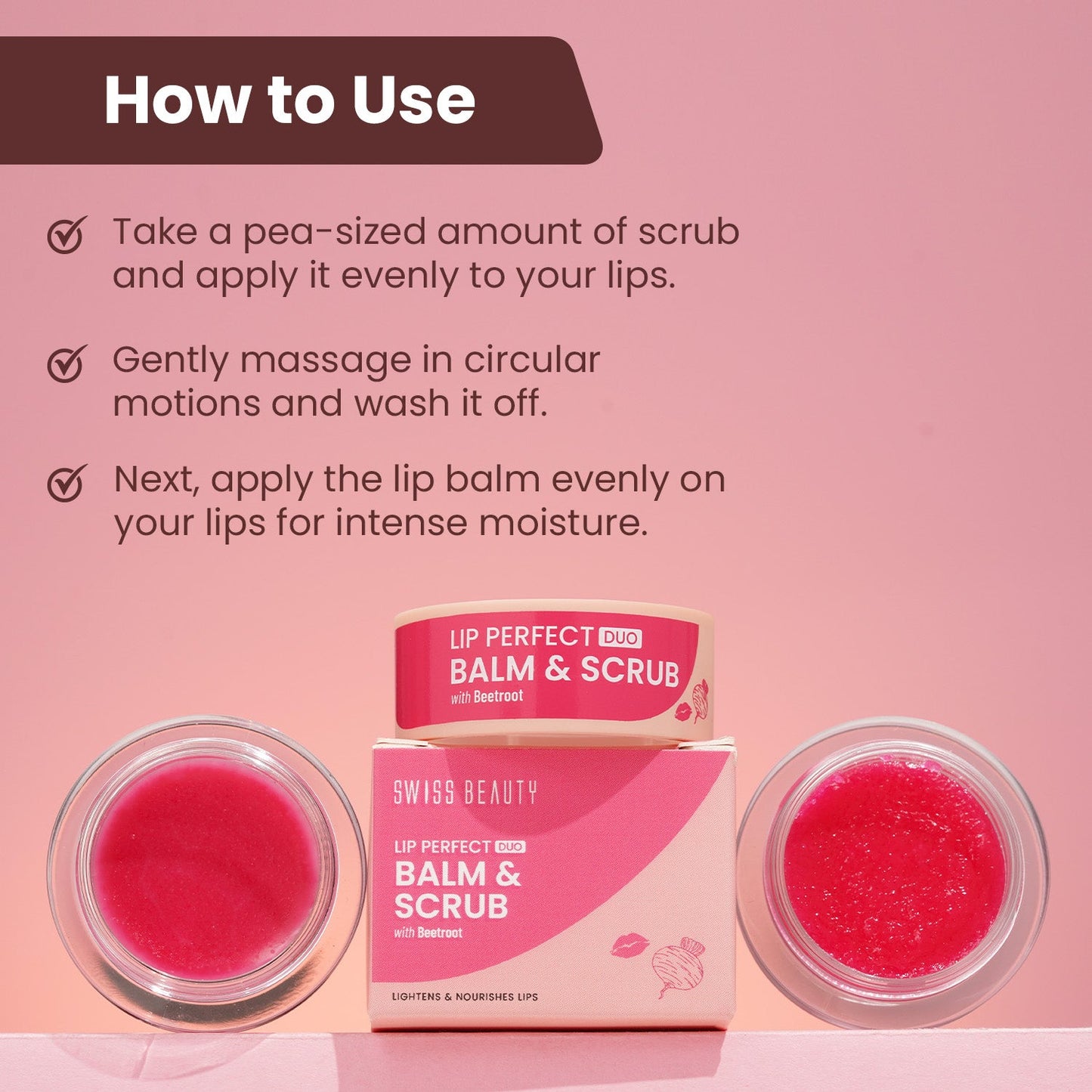 Swiss Beauty Lip Perfect Duo Balm & Scrub with Coffee Extract | 3.5 g + 3.5 g | iBellaa