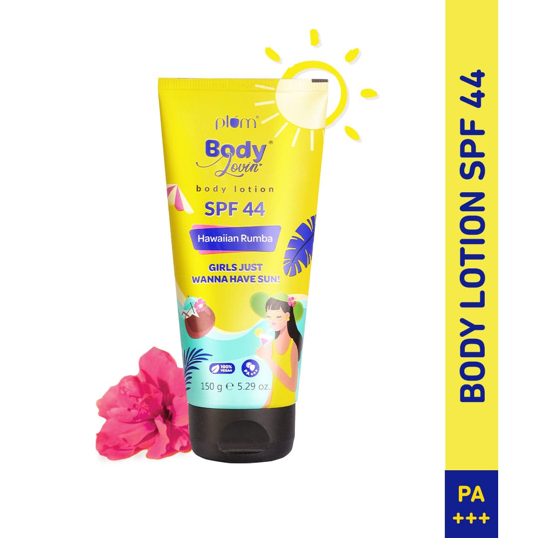Plum Hawaiian Rumba Body Lotion SPF 44 PA+++ by Plum BodyLovin' | Body Sunscreen | 150 g | iBellaa