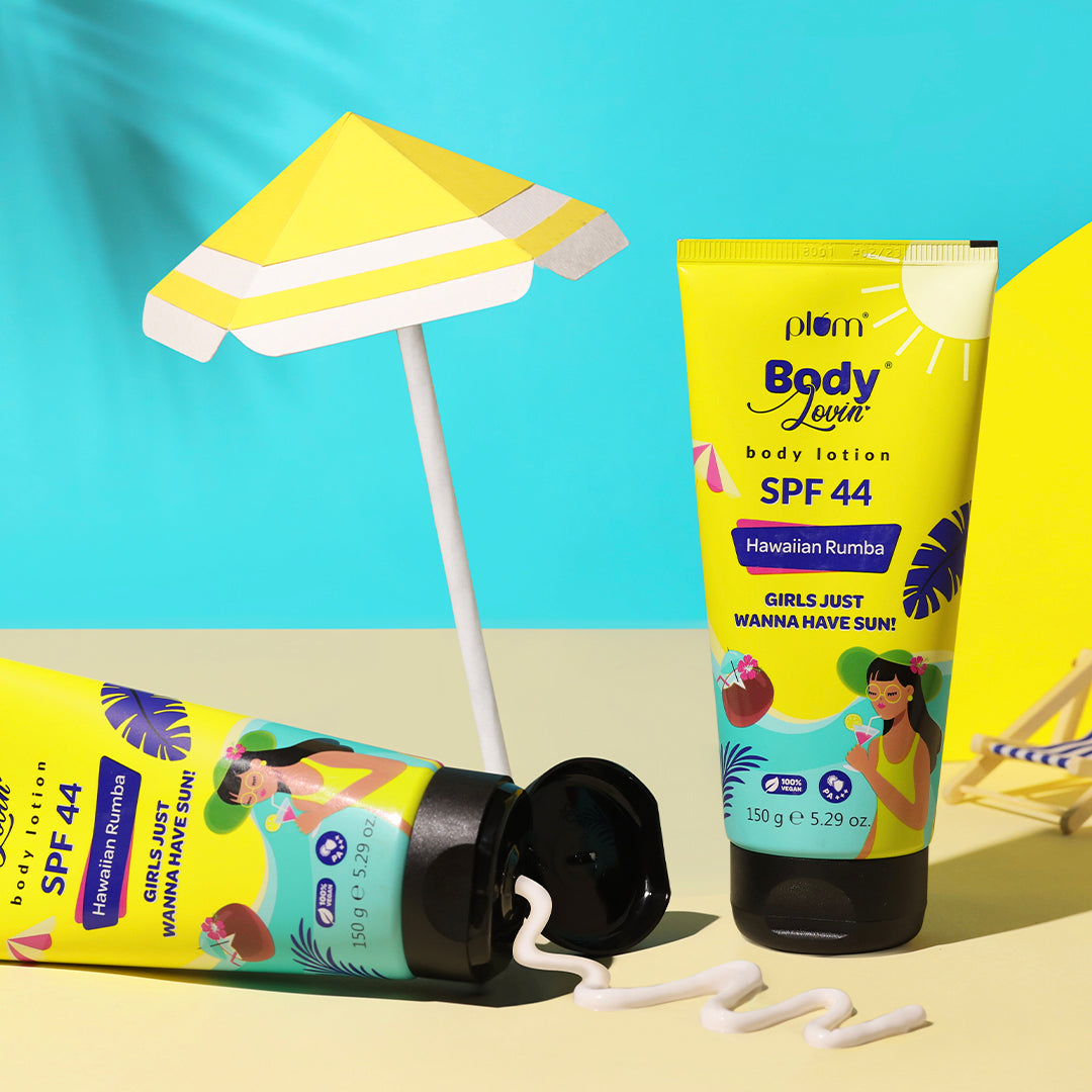 Plum Hawaiian Rumba Body Lotion SPF 44 PA+++ by Plum BodyLovin' | Body Sunscreen | 150 g | iBellaa