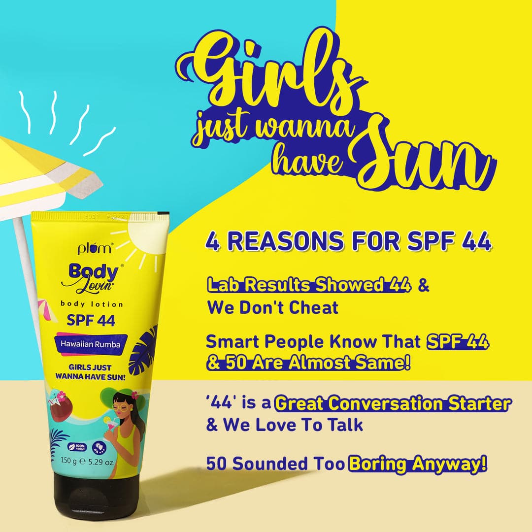 Plum Hawaiian Rumba Body Lotion SPF 44 PA+++ by Plum BodyLovin' | Body Sunscreen | 150 g | iBellaa