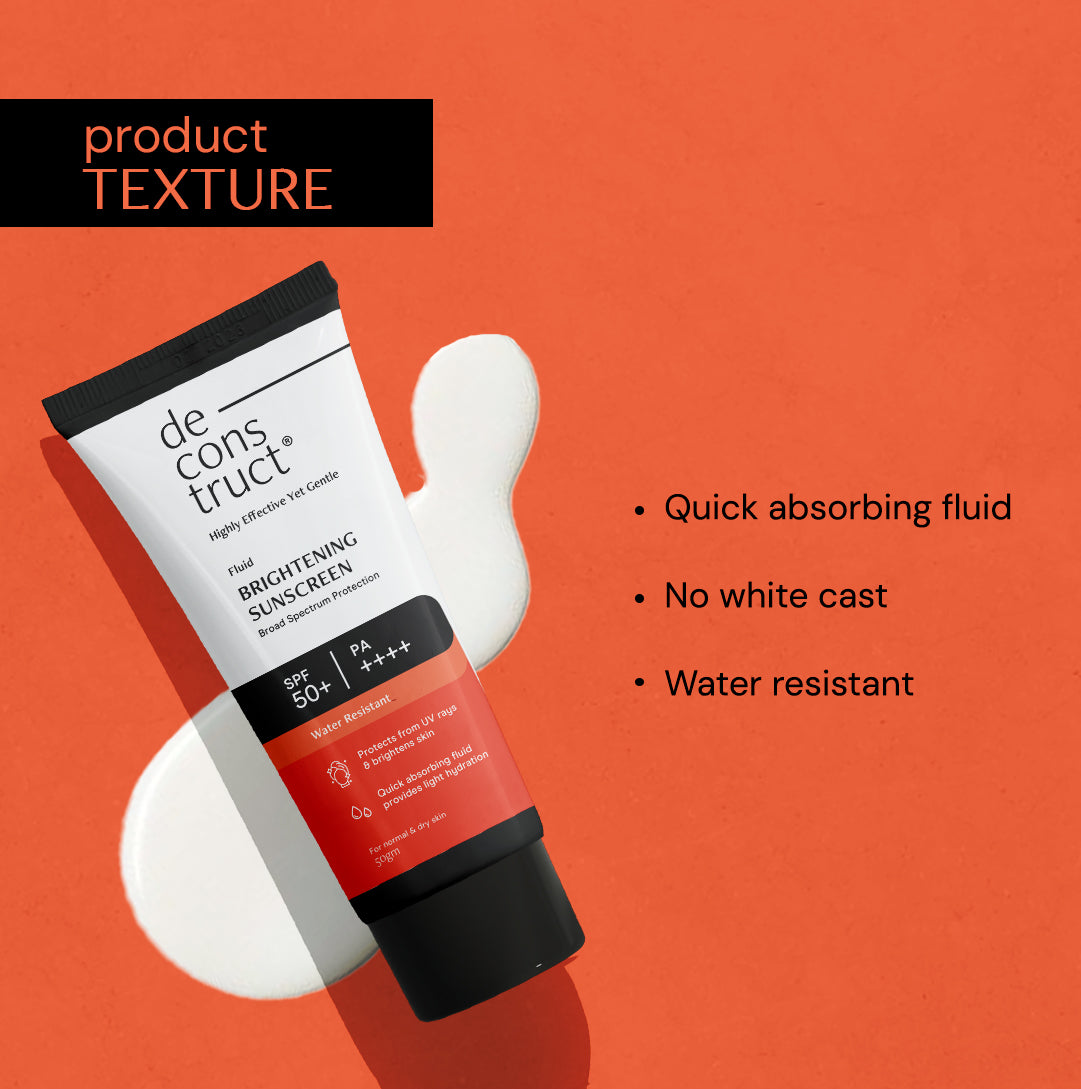 Deconstruct Fluid Brightening Sunscreen with SPF 50+ - Prevents Tanning | 50 g | iBellaa