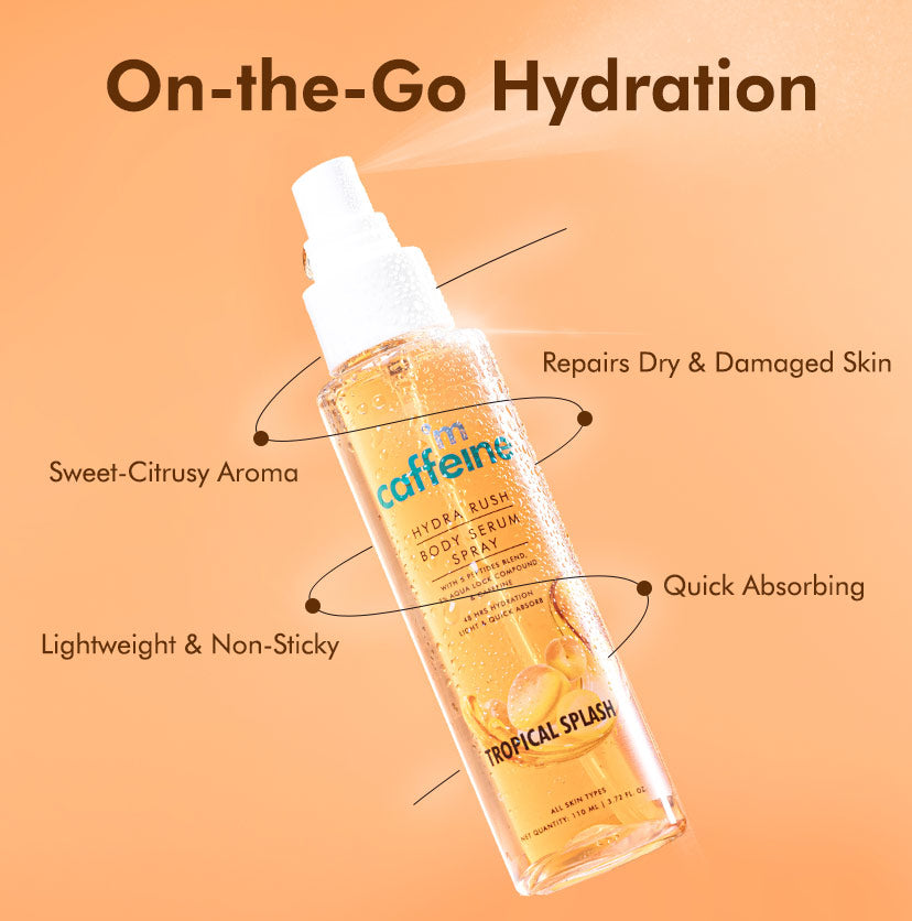 mCaffeine Hydra Rush Body Serum Spray - Tropical Splash 110ml | iBella