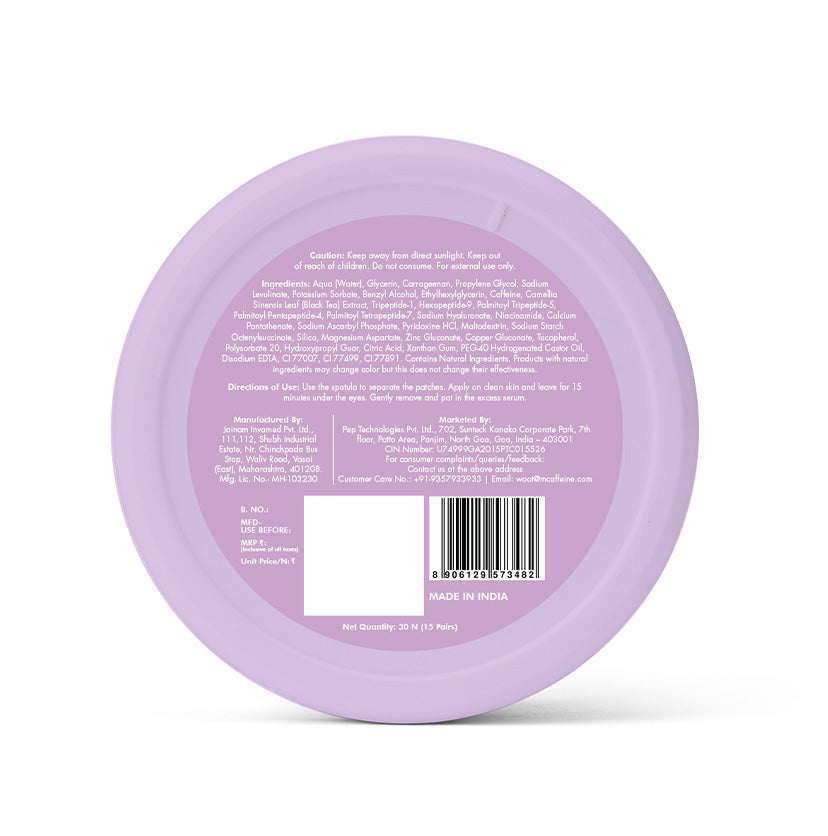 mCaffeine Black Tea Complex™ Hydrogel Under Eye Patches | 15 Pairs | iBellaa