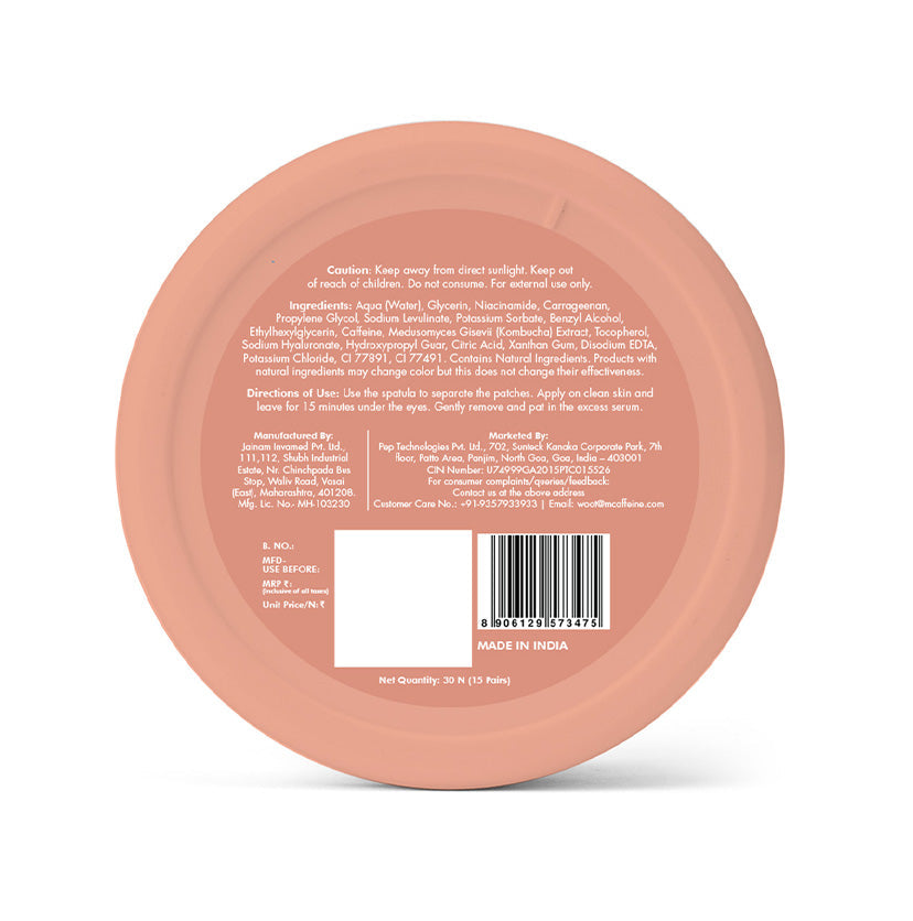 Mcaffeine Hydrogel Under Eye Patches - 4% Niacinamide & Kombucha Tea - 15 Pairs | iBellaa