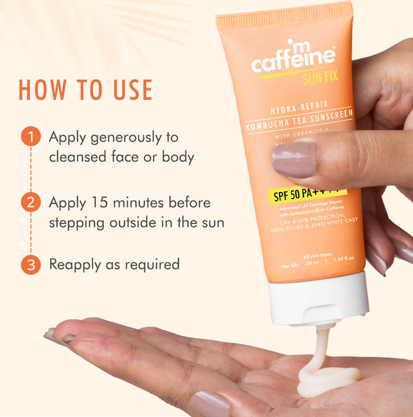 mCaffeine Hydra Repair Kombucha Tea Sunscreen SPF 50 PA++++ (50ml) | iBellaa