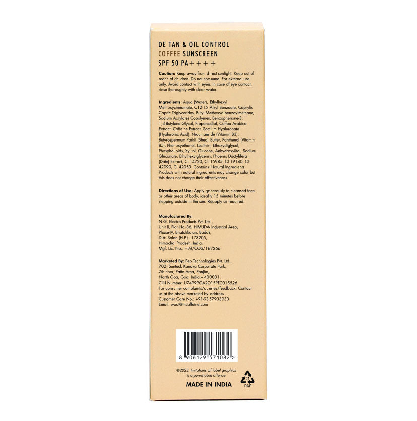mCaffeine Coffee Sunscreen SPF 50 PA++++ | 50ml | iBellaa
