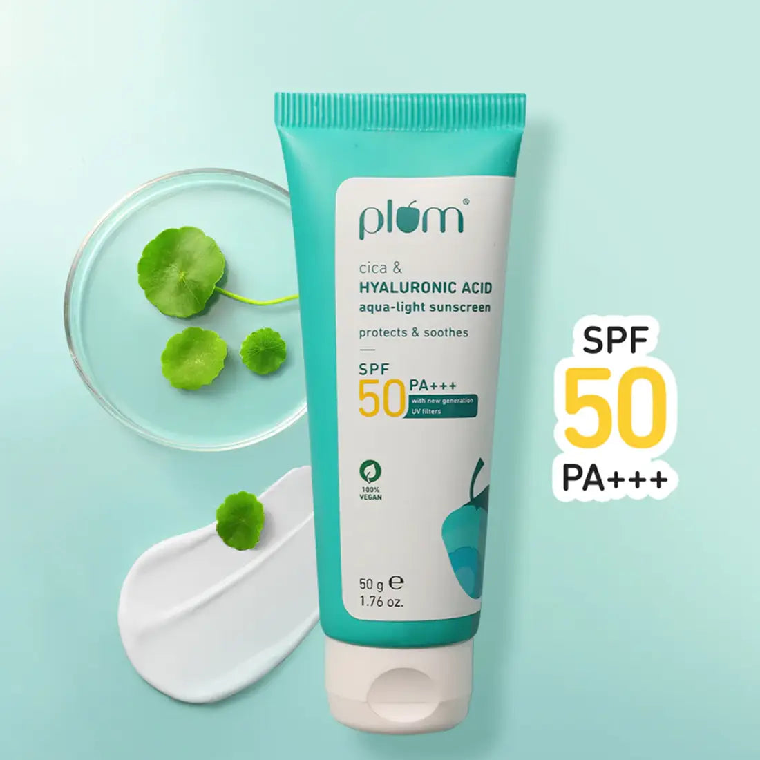 Plum Cica & Hyaluronic Acid SPF 50 PA+++ Sunscreen | 50 g | iBellaa