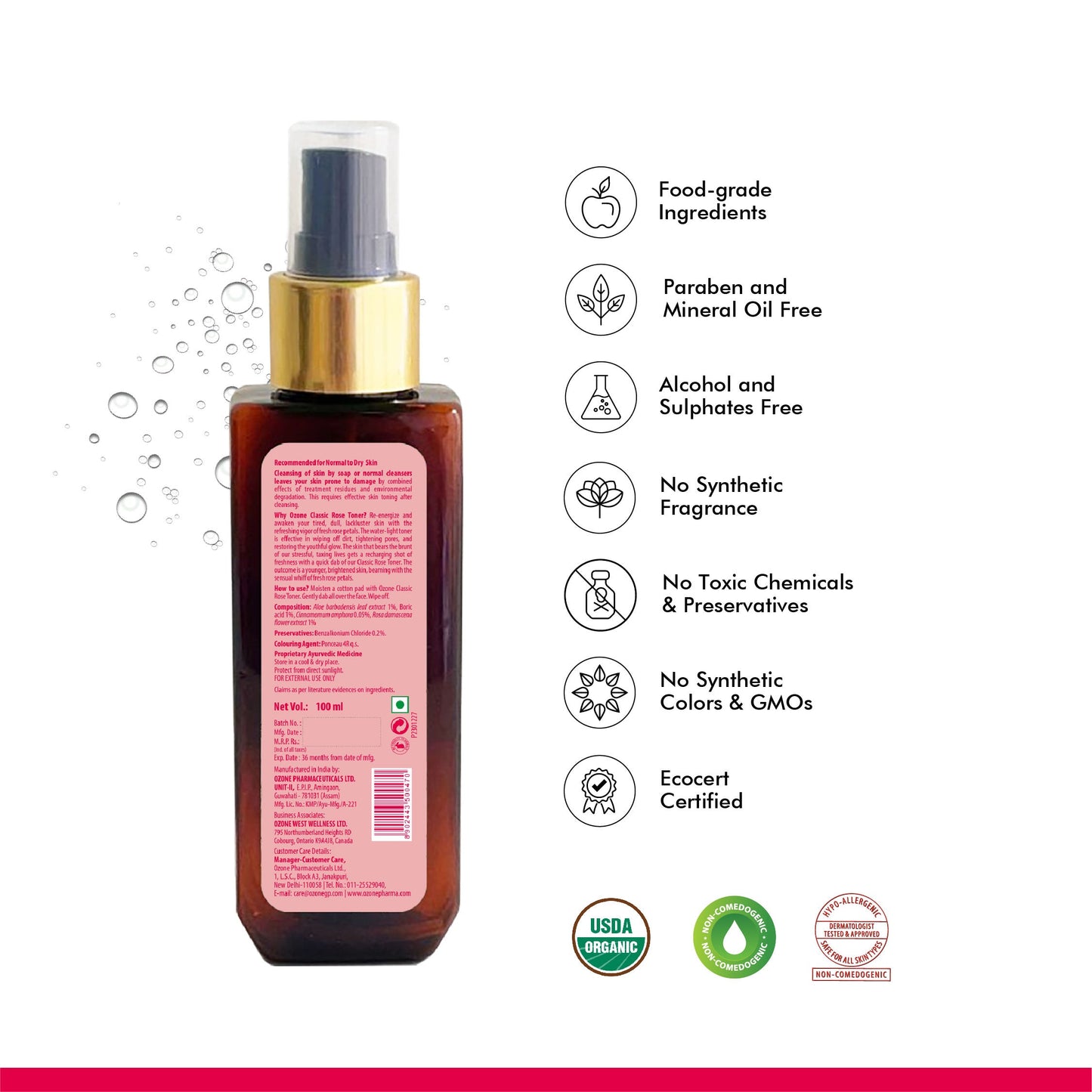 Ozone Classic Rose Toner | 100 ml | iBellaa