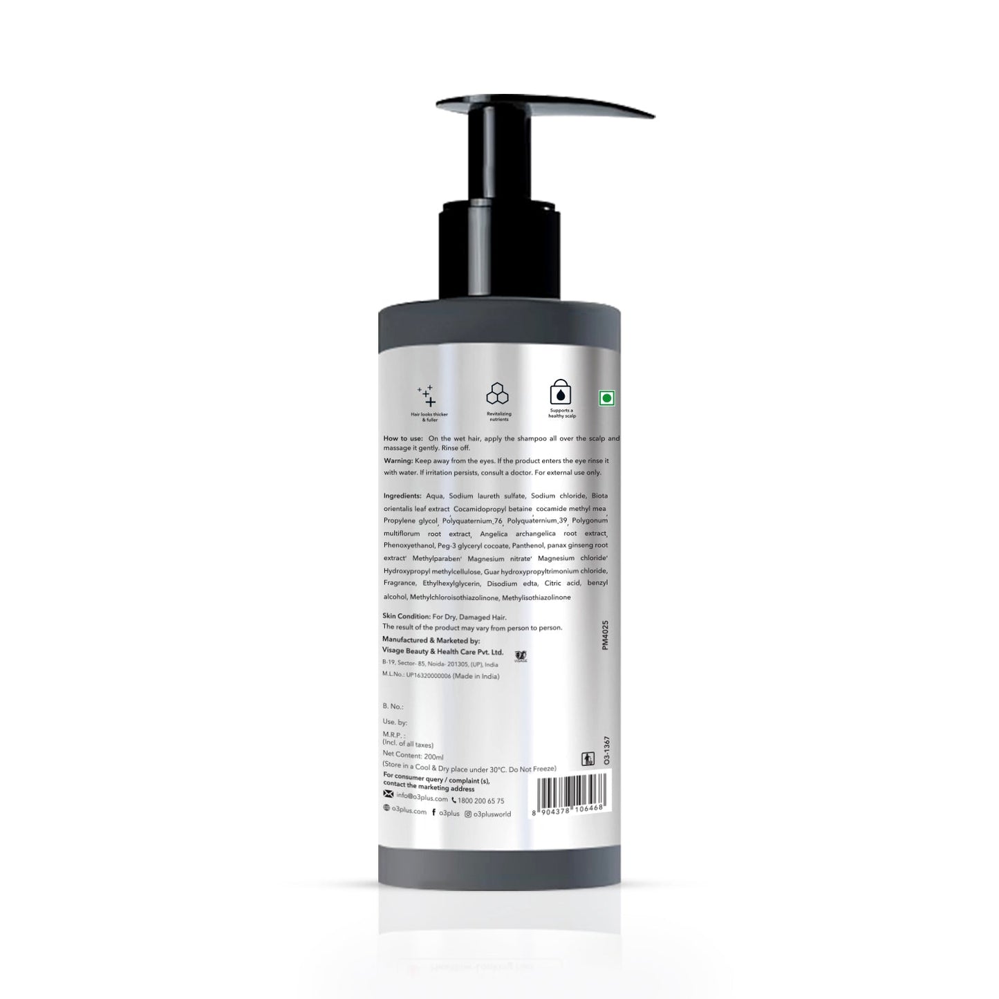 O3+ Women Densiderm Anti Hair Loss Shampoo for Dense hair & Regrowth | 200 ml | iBellaa