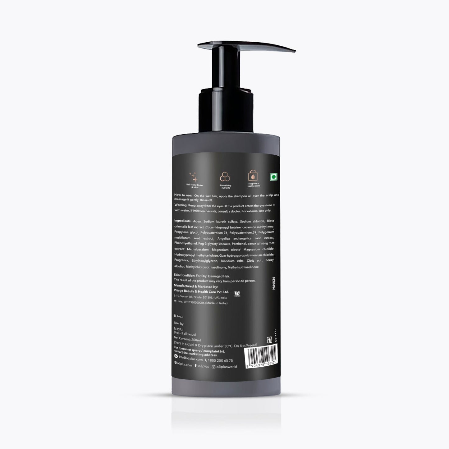 O3+ Men Densiderm Anti Hair Loss Shampoo for Dense hair & Regrowth | 200 ml | iBellaa