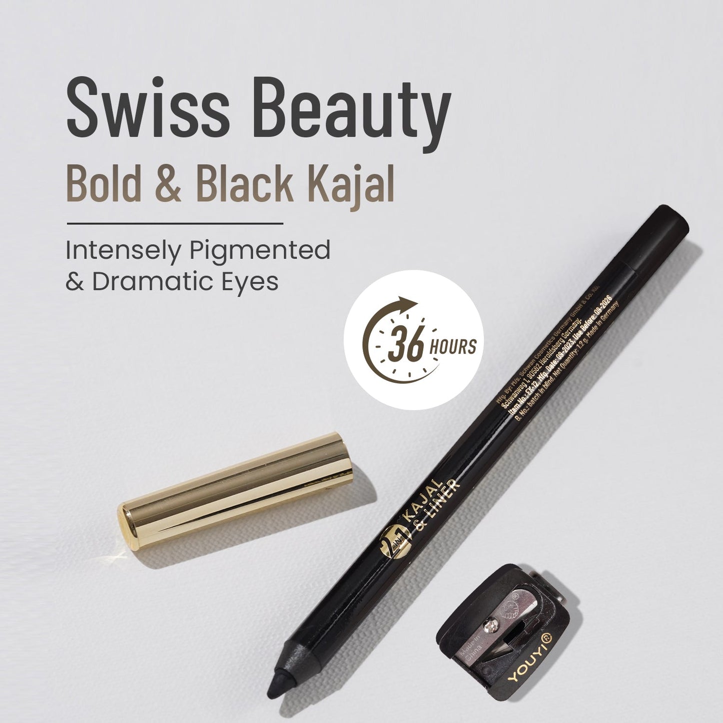 Swiss Beauty Bold & Black Kajal | 1.2 g | iBellaa