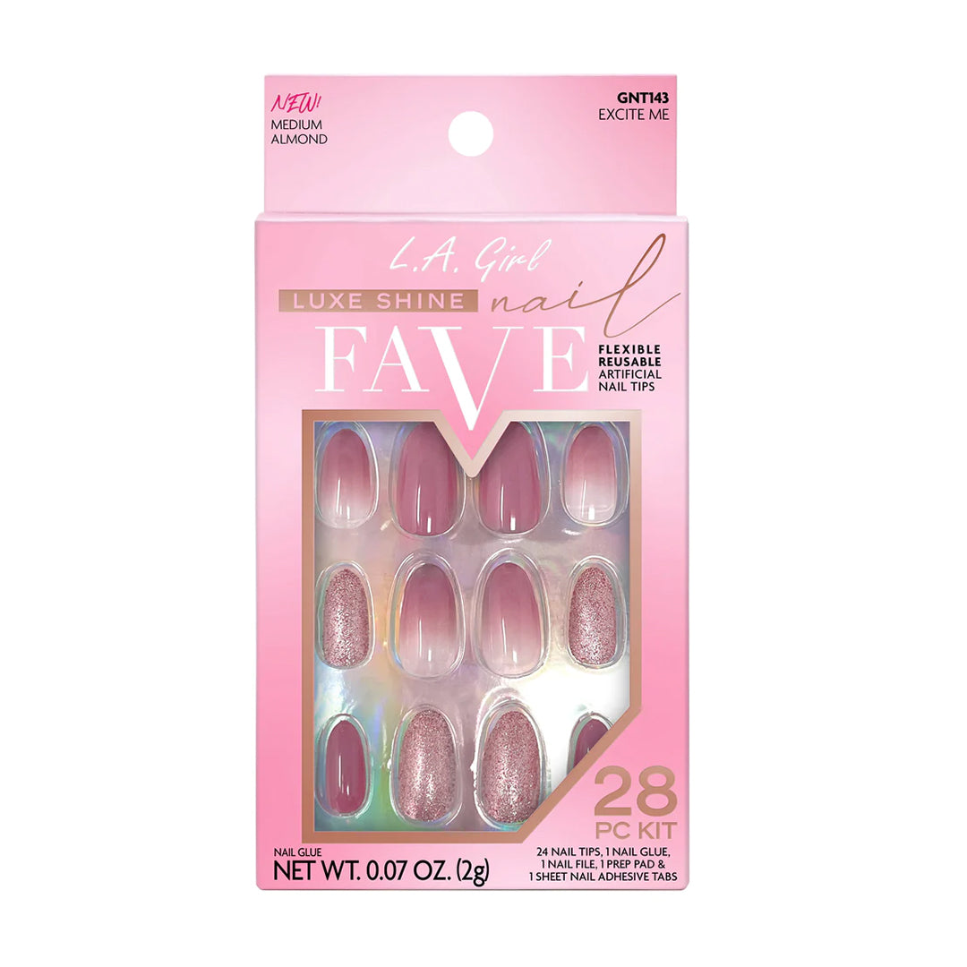 L.A GIRL Luxe Shine Nail Fave Artificial Nail Tips-Excite Me -28 Pc Kit | iBellaa