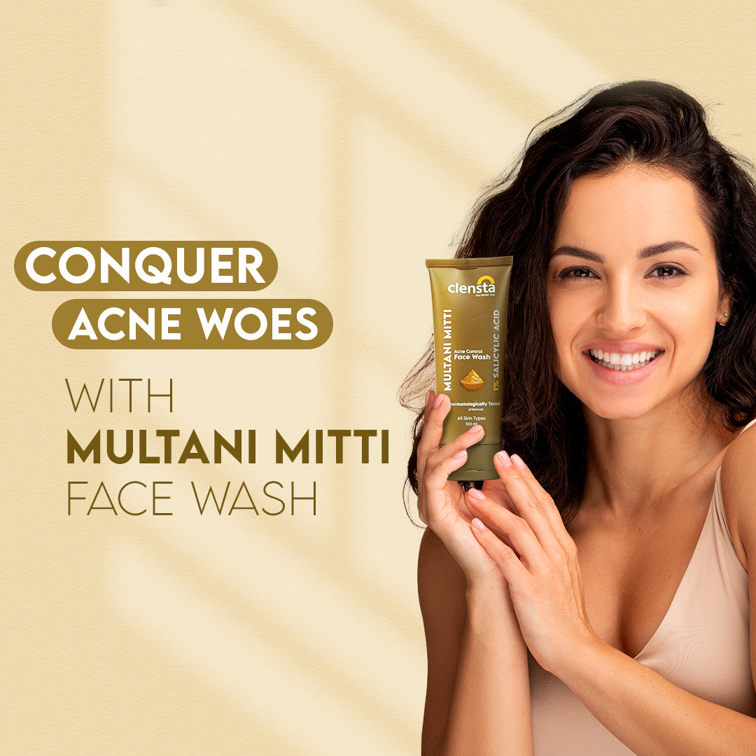 Clensta Multani Mitti Face Wash With 1% Salicylic Acid for clear skin | 100 g | iBellaa