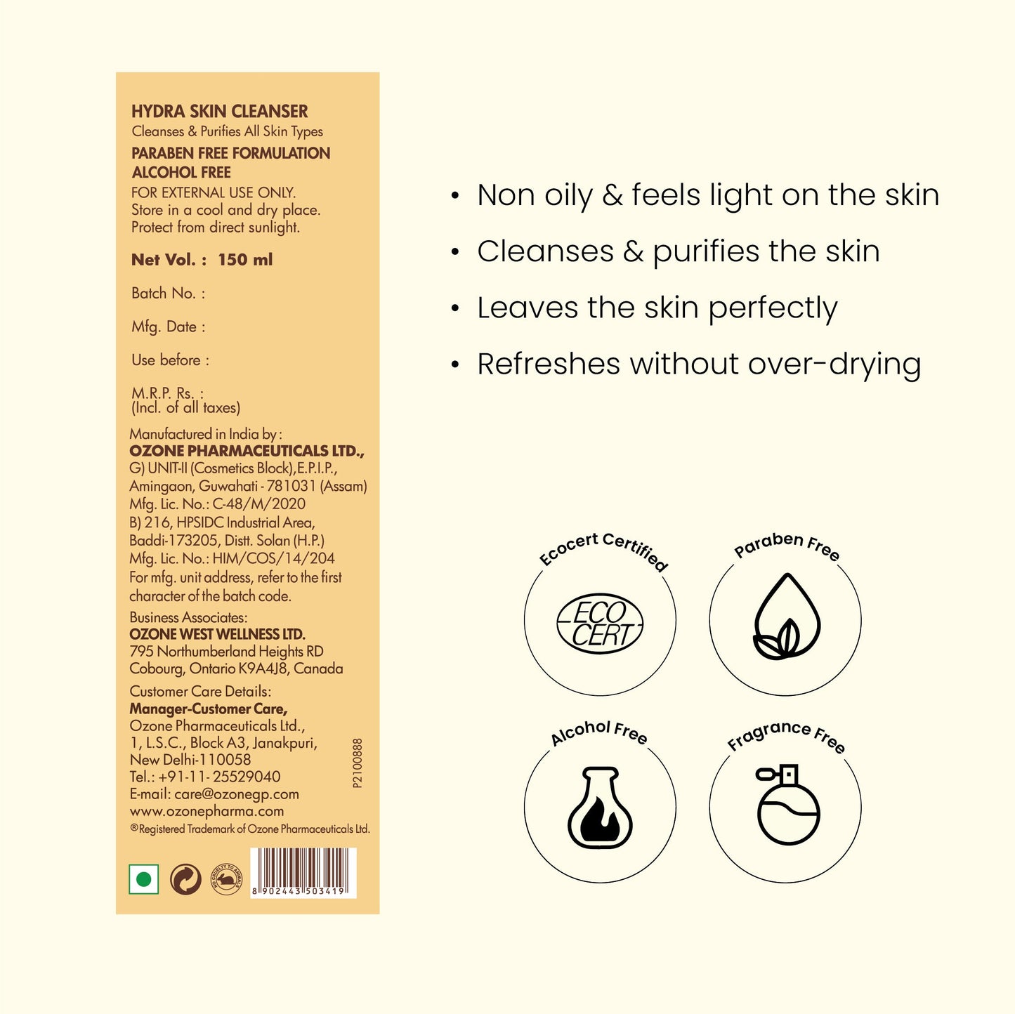 Ozone Glo Radiance Hydra Skin Cleanser | 150 ml | iBellaa