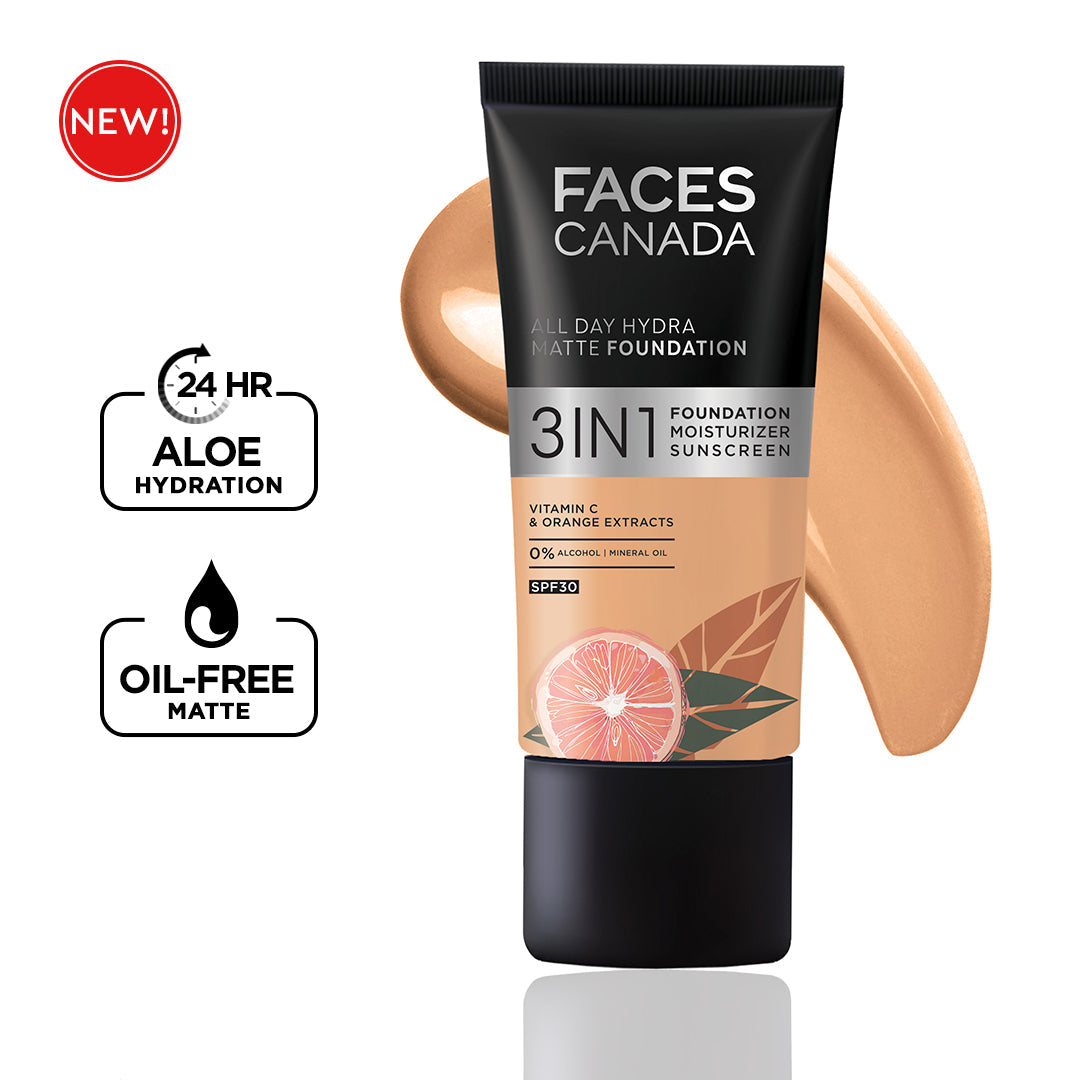 Faces Canada 3 in 1 All Day Hydra Matte Foundation | 25 ml | iBellaa