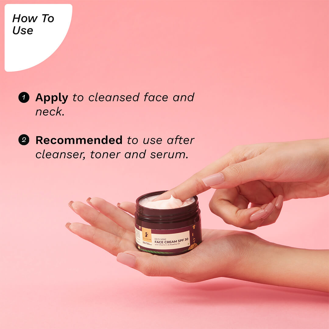 Pilgrim Red Vine Face Cream SPF 30 with Vitamin C & Rosehip Oil (PA+++) for Men | 50 g | iBellaa