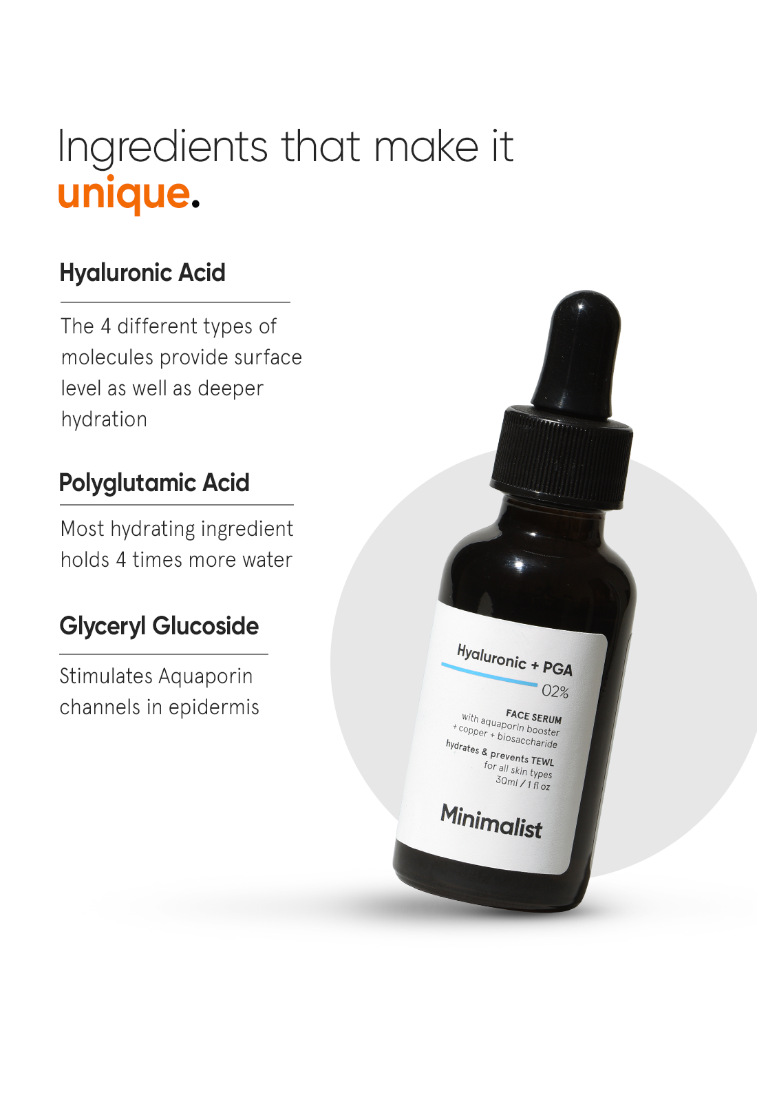 Minimalist Hyaluronic + PGA 2% Face Serum | 30 ml | iBellaa