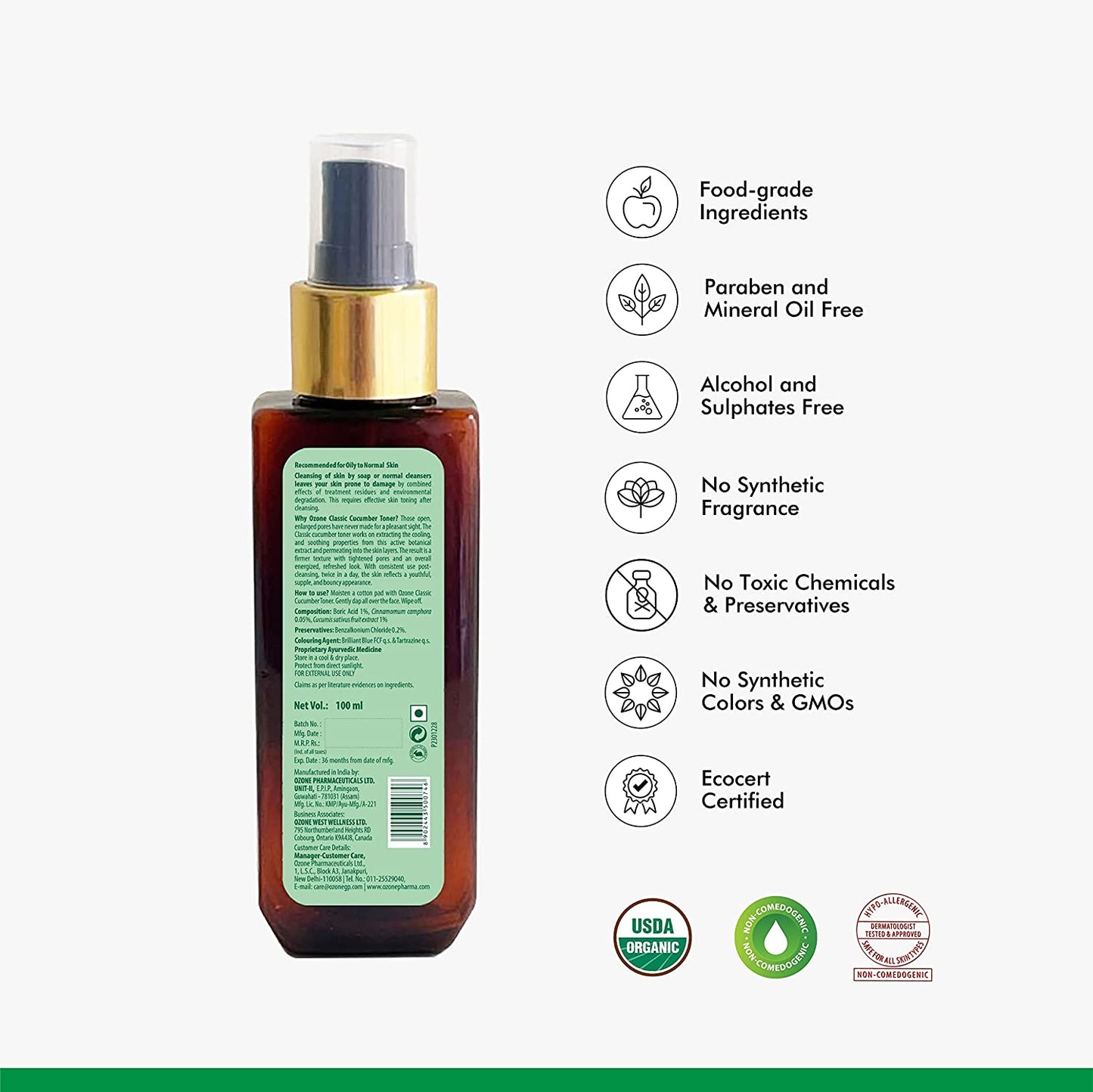 Ozone Classic Cucumber Toner | 100 ml | iBellaa