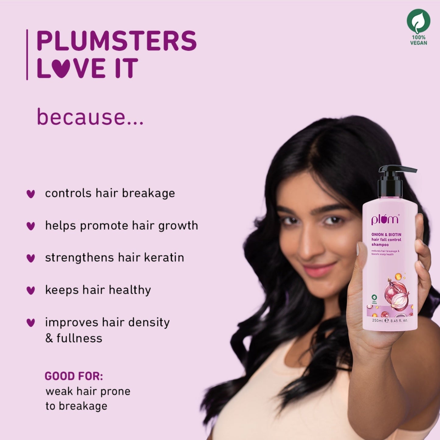 Plum Onion & Biotin Hair Fall Control Shampoo | 250ml | iBellaa