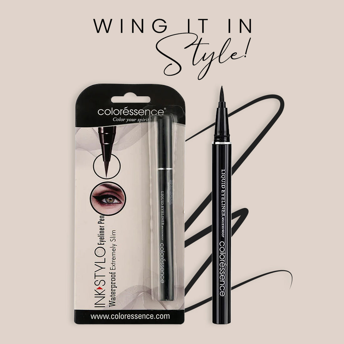Coloressence Ink Stylo Sketch Pen Eyeliner (Black) | 1 g | iBellaa