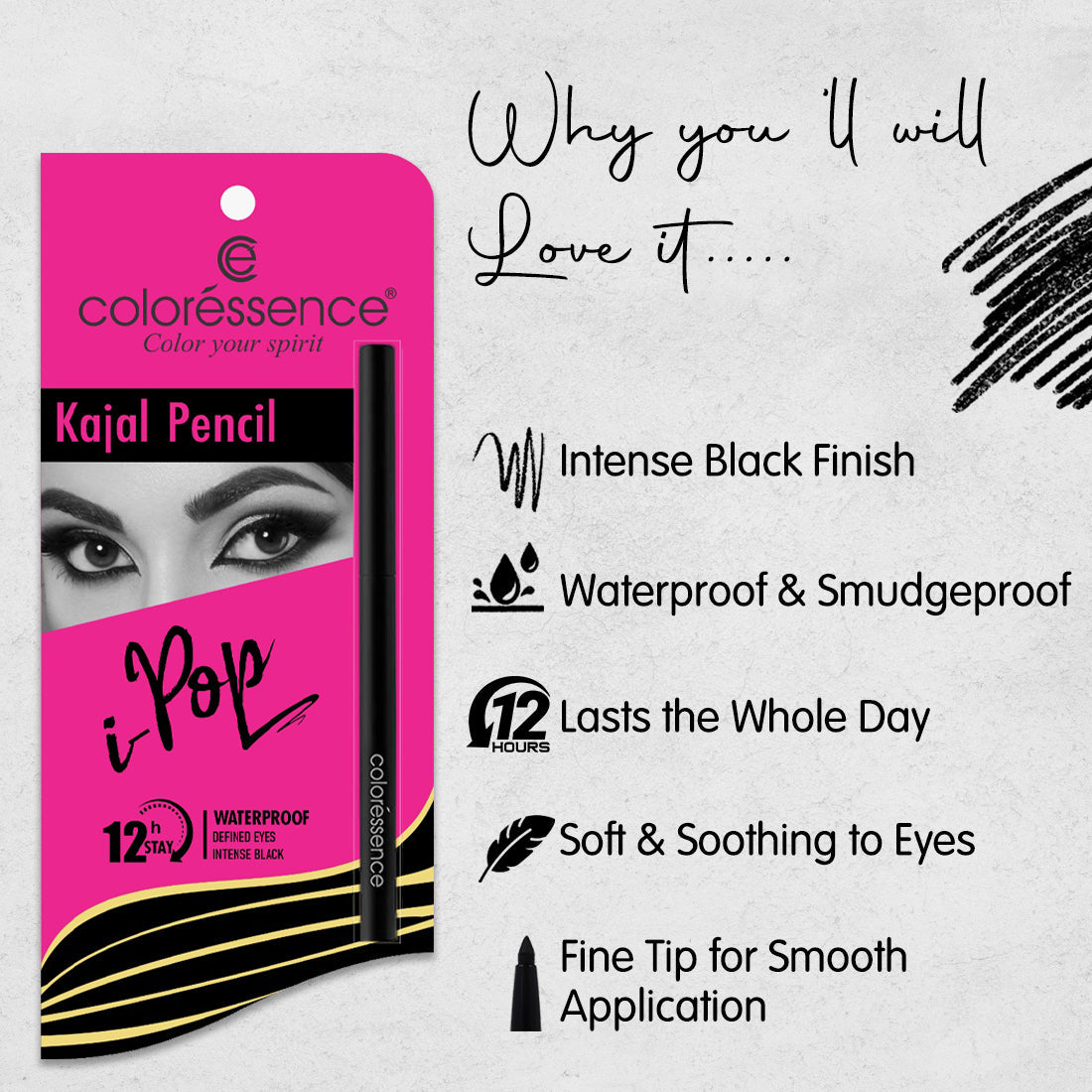 Coloressence Ipop Kajal Pencil (Black) | 0.25 g | iBellaa