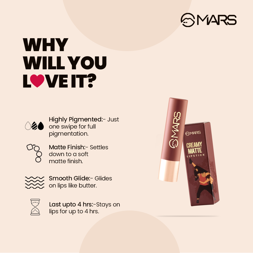 MARS Creamy Matte Lipstick | 3.2 g | iBellaa