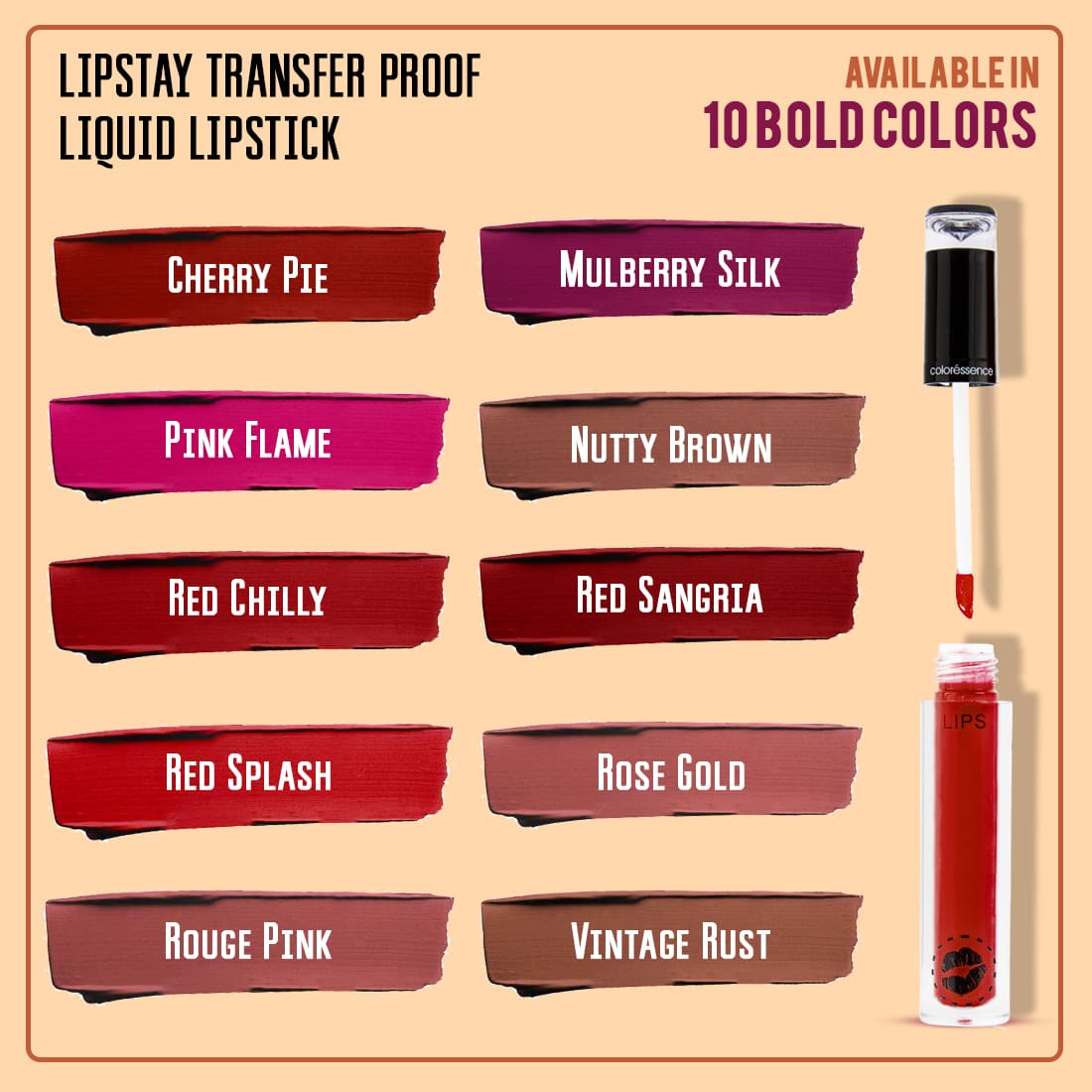 Coloressence Lipstay Transfer Proof Liquid Lipstick | 4 ml | iBellaa